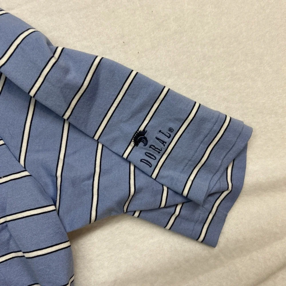 Polo Ralph Lauren Short Sleeve Shirt M Blue White Striped Big‎ Pony Custom Fit